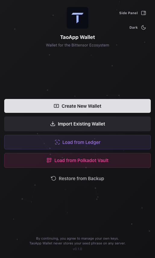 TaoApp Wallet Side Panel